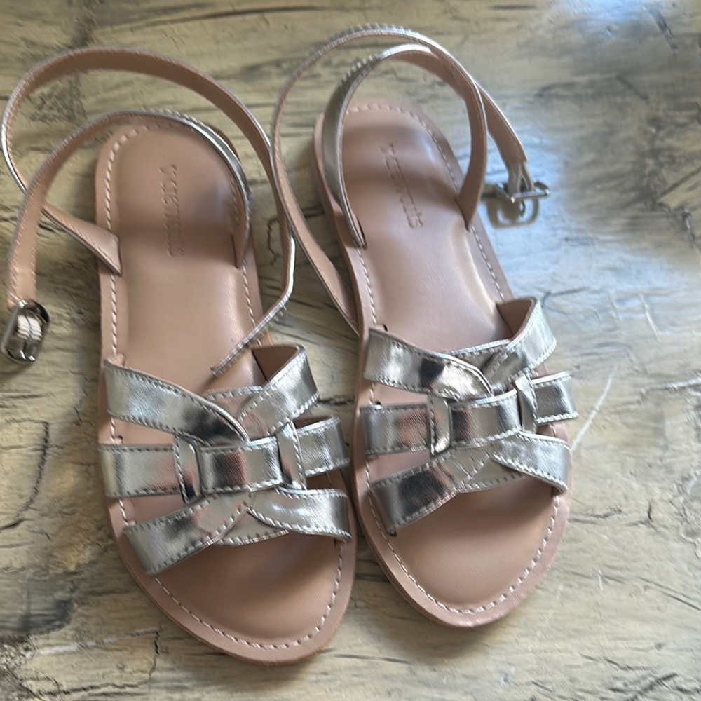 J. Crew Metallic Bow Sandals